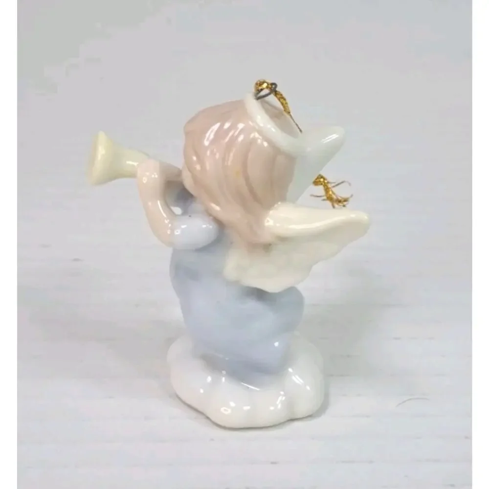 Precious Moments Nativity Holy Family 1997 & Angel Horn Girl Ornament Lot Enesco